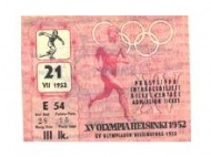 Sportboken - Inträdesbiljett  XV Olympia Helsinki 1952